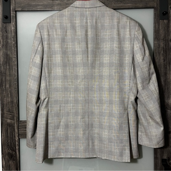 Haggar Men's 42S Plaid Windowpane Blazer Contrast Stitching Preppy Academia - Picture 2 of 15